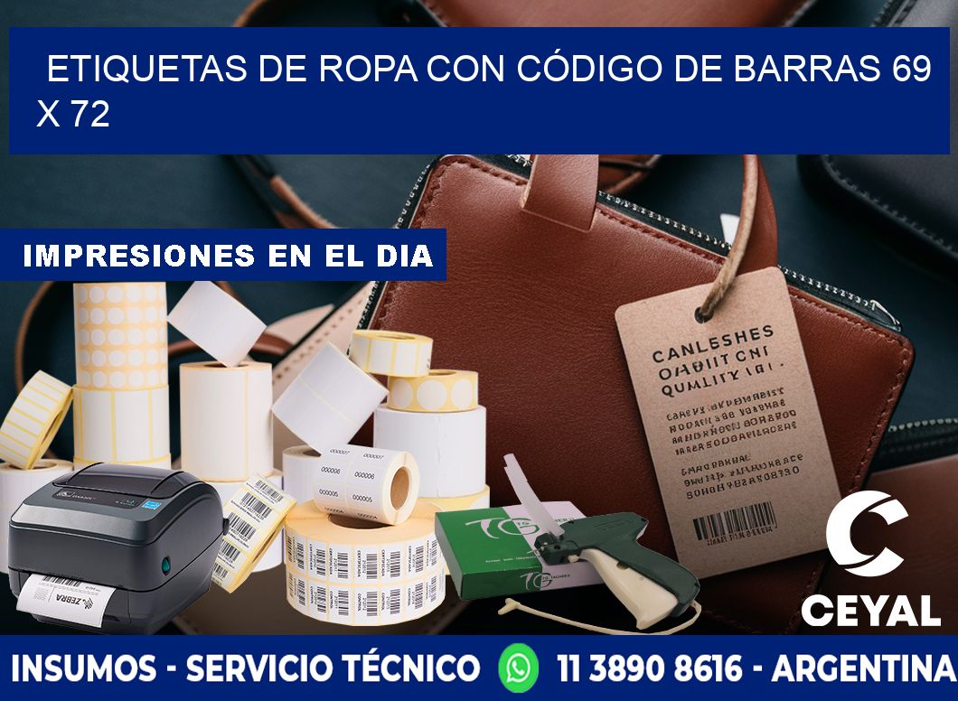 ETIQUETAS DE ROPA CON CÓDIGO DE BARRAS 69 x 72