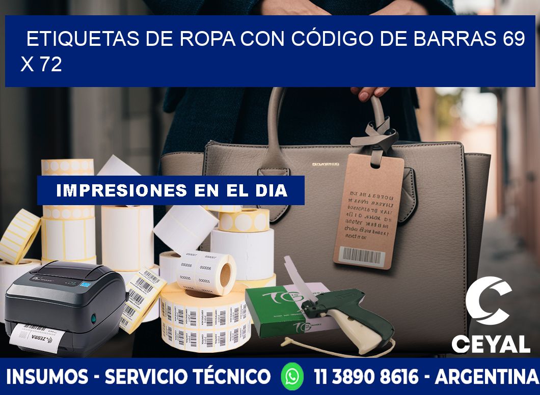 ETIQUETAS DE ROPA CON CÓDIGO DE BARRAS 69 x 72