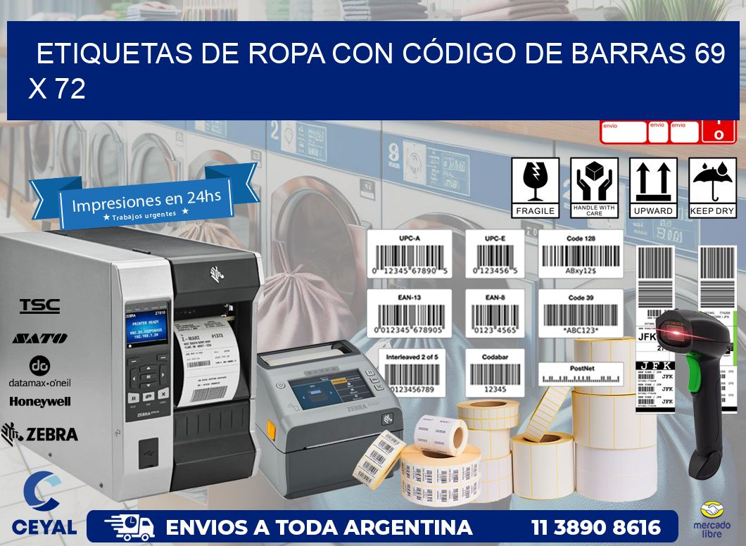 ETIQUETAS DE ROPA CON CÓDIGO DE BARRAS 69 x 72