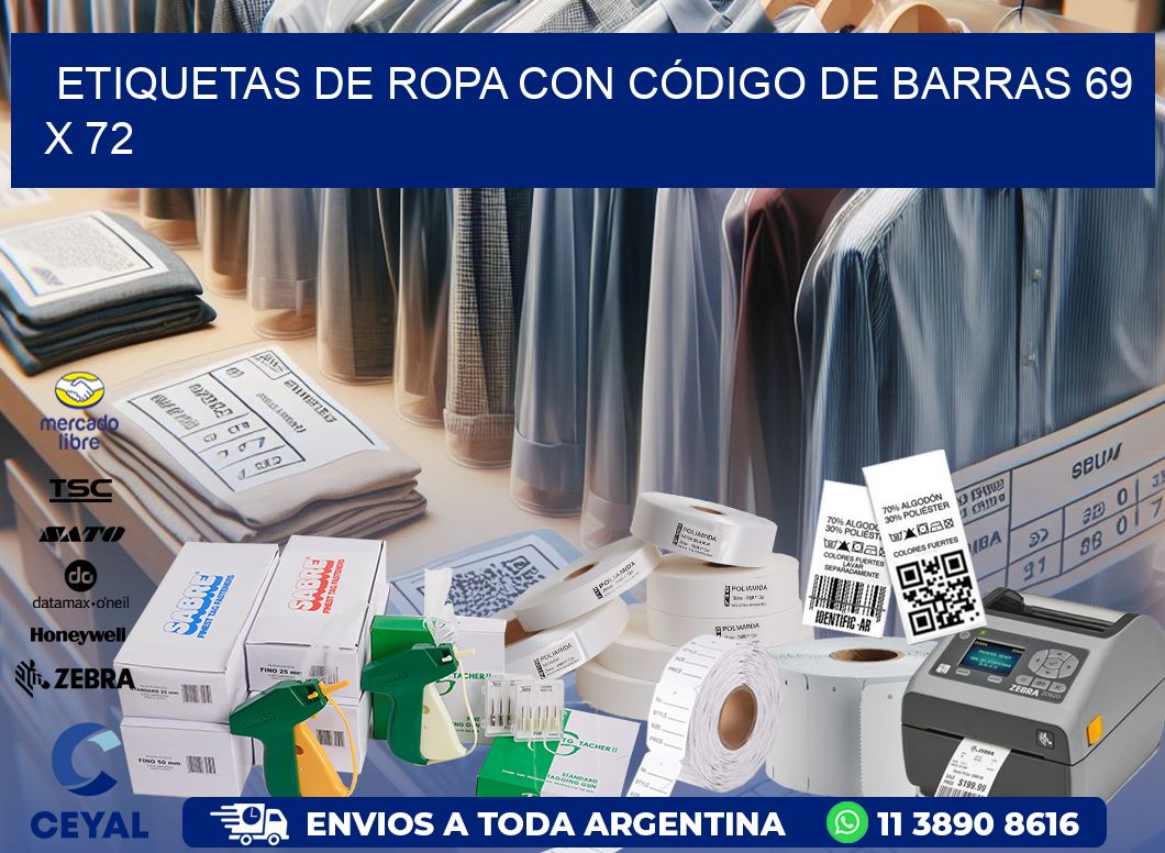 ETIQUETAS DE ROPA CON CÓDIGO DE BARRAS 69 x 72