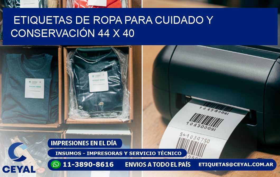 ETIQUETAS DE ROPA PARA CUIDADO Y CONSERVACIÓN 44 x 40