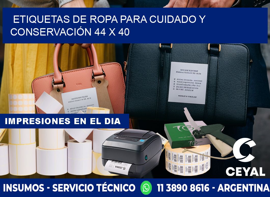 ETIQUETAS DE ROPA PARA CUIDADO Y CONSERVACIÓN 44 x 40