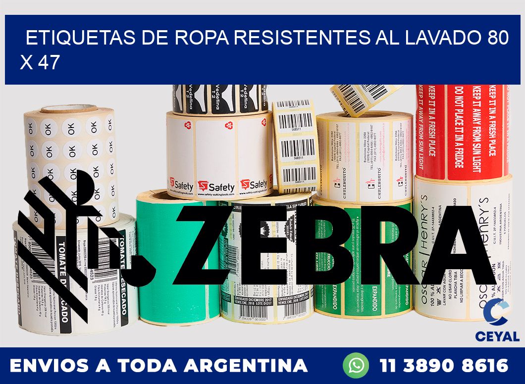 ETIQUETAS DE ROPA RESISTENTES AL LAVADO 80 x 47