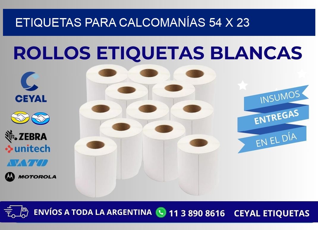 ETIQUETAS PARA CALCOMANÍAS 54 x 23