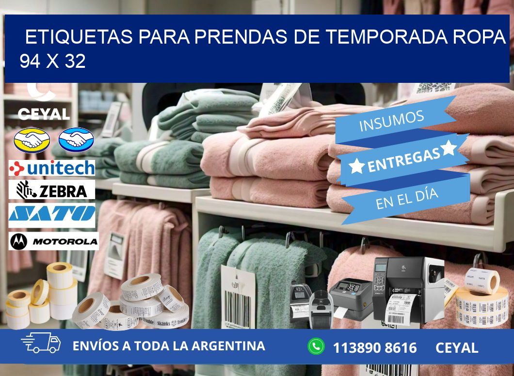 ETIQUETAS PARA PRENDAS DE TEMPORADA ROPA 94 x 32