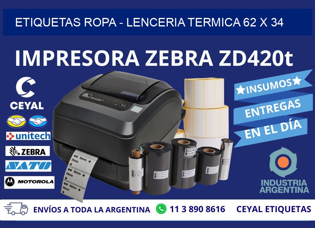 ETIQUETAS ROPA – LENCERIA TERMICA 62 x 34