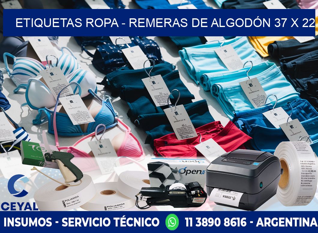 ETIQUETAS ROPA - REMERAS DE ALGODÓN 37 x 22