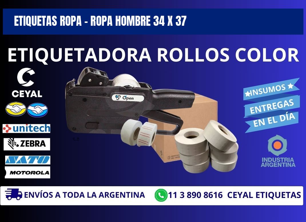 ETIQUETAS ROPA - ROPA HOMBRE 34 x 37