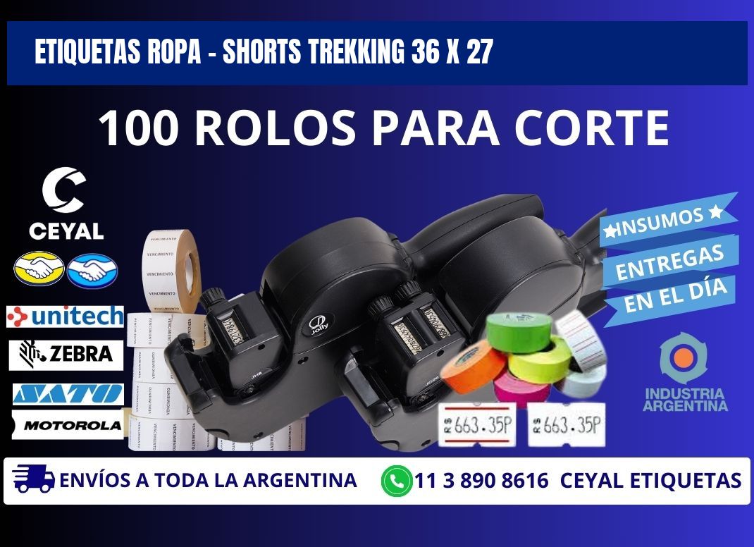 ETIQUETAS ROPA - SHORTS TREKKING 36 x 27