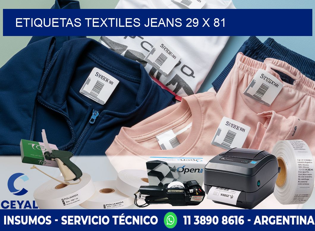 ETIQUETAS TEXTILES JEANS 29 x 81