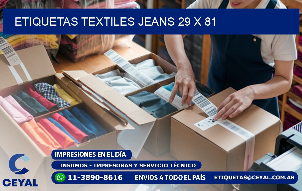 ETIQUETAS TEXTILES JEANS 29 x 81