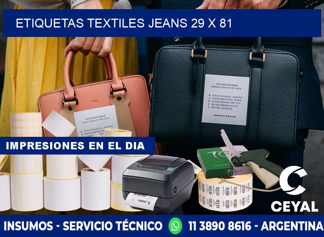 ETIQUETAS TEXTILES JEANS 29 x 81