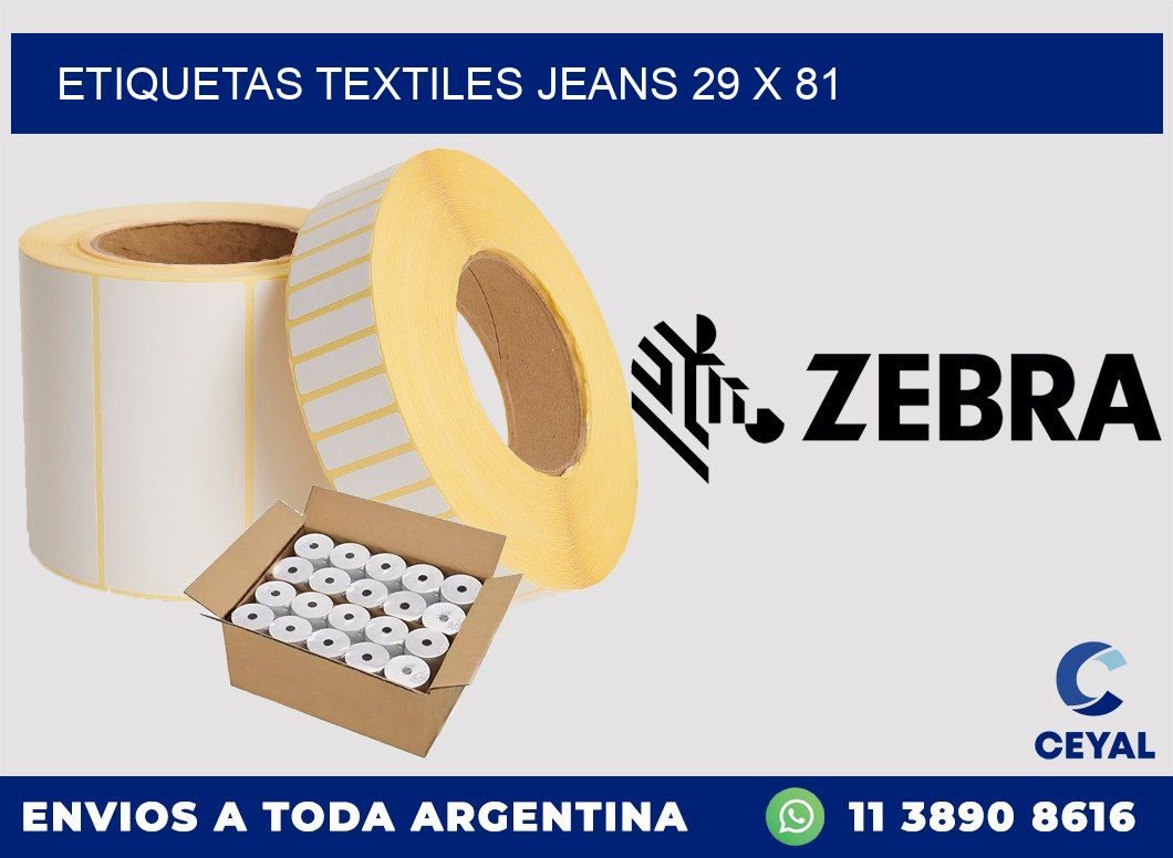 ETIQUETAS TEXTILES JEANS 29 x 81