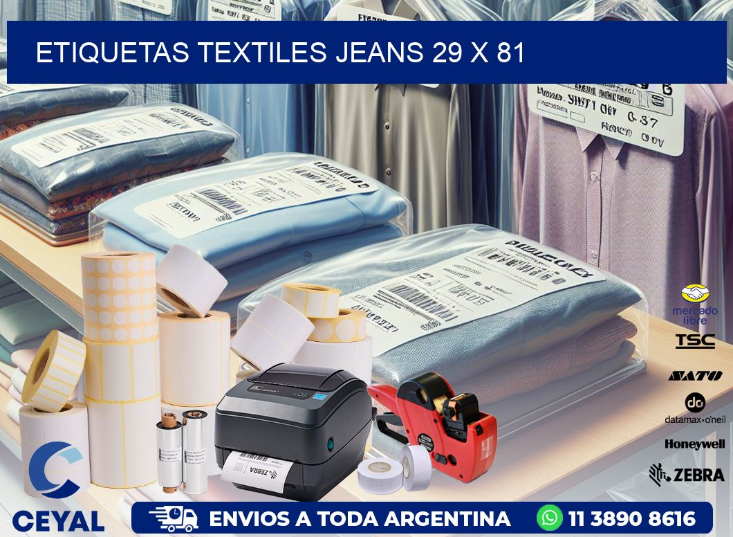 ETIQUETAS TEXTILES JEANS 29 x 81