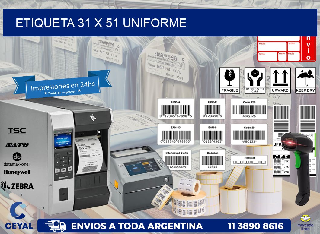 Etiqueta 31 x 51 uniforme