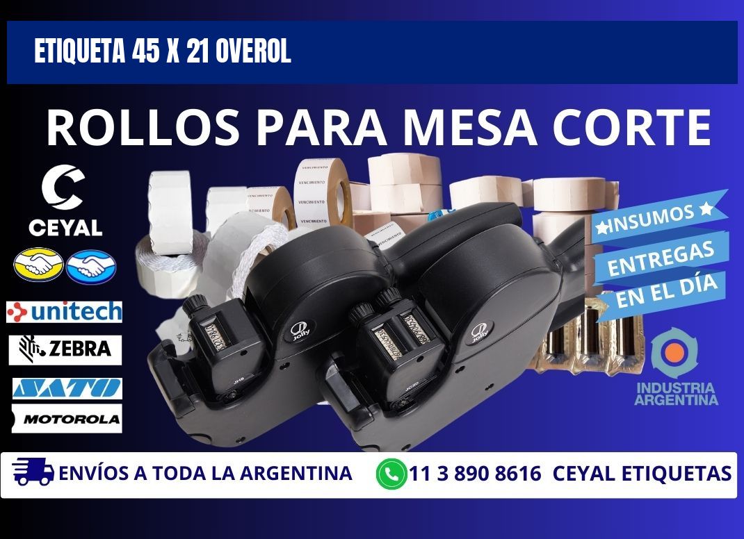 Etiqueta 45 x 21 overol