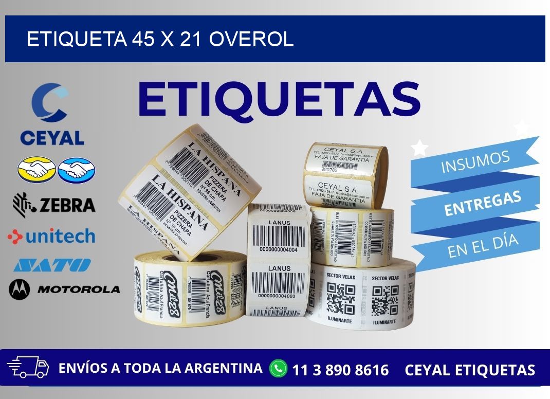 Etiqueta 45 x 21 overol