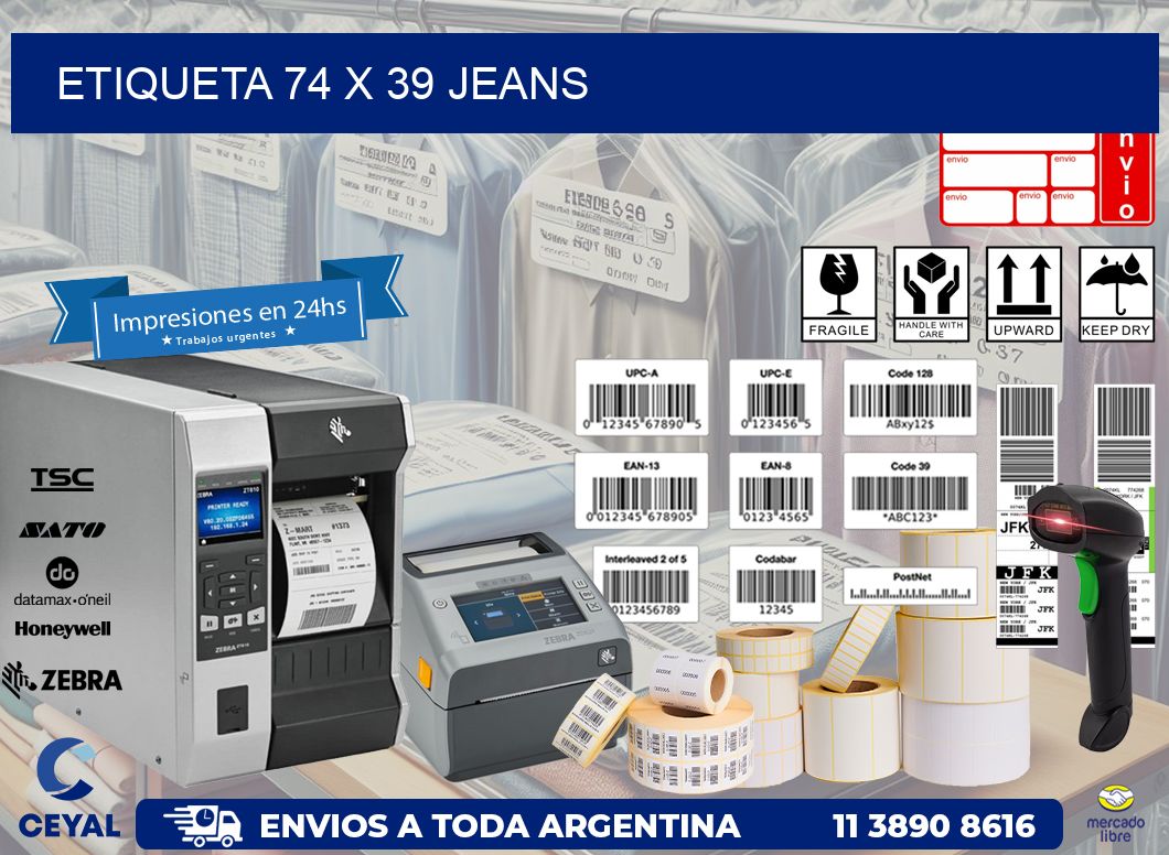 Etiqueta 74 x 39 jeans