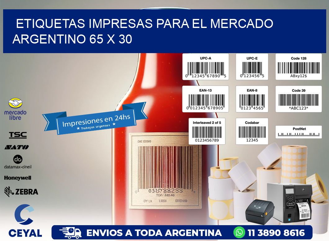 Etiquetas Impresas para el Mercado Argentino 65 x 30