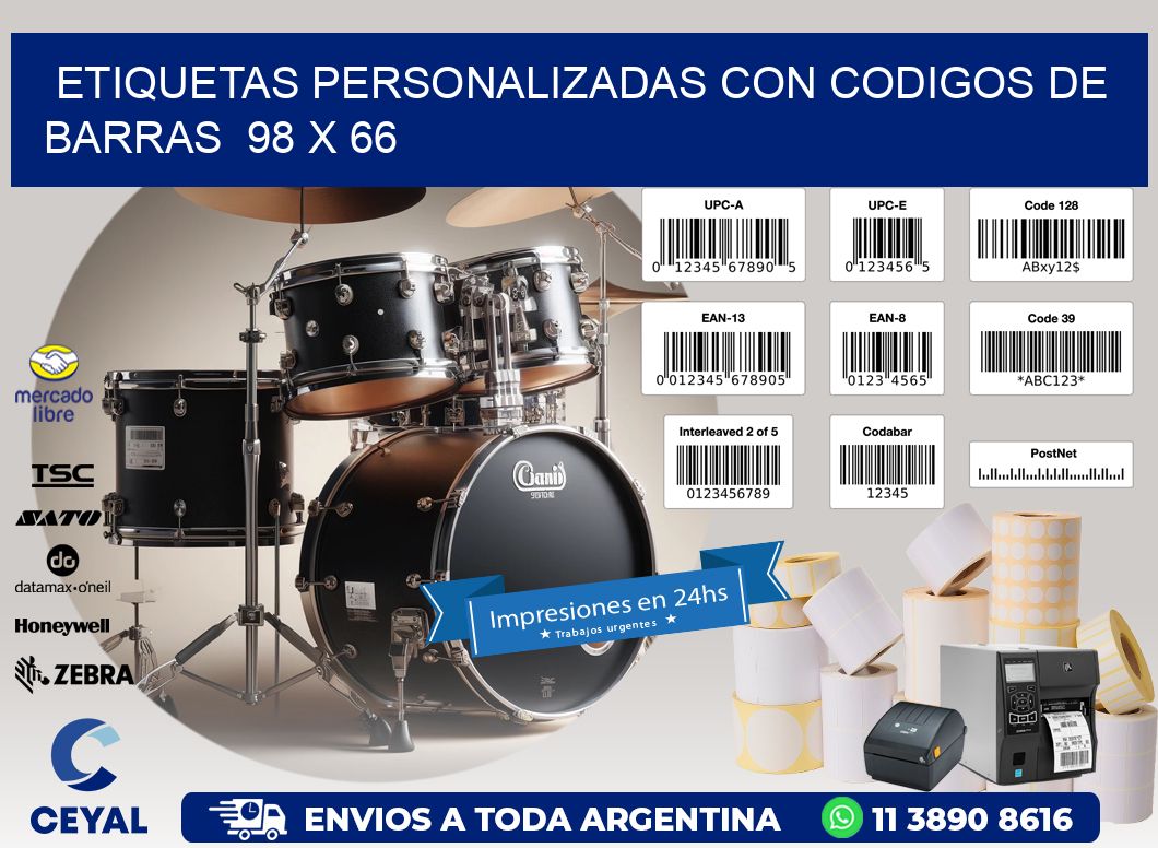 Etiquetas Personalizadas con Codigos de Barras  98 x 66