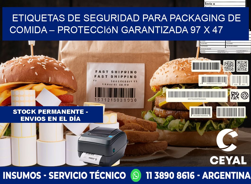 Etiquetas de seguridad para packaging de comida – Protección garantizada 97 x 47