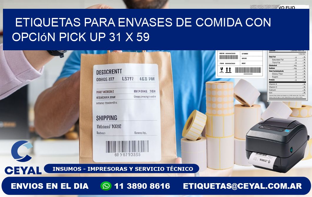 Etiquetas para envases de comida con opción pick up 31 x 59