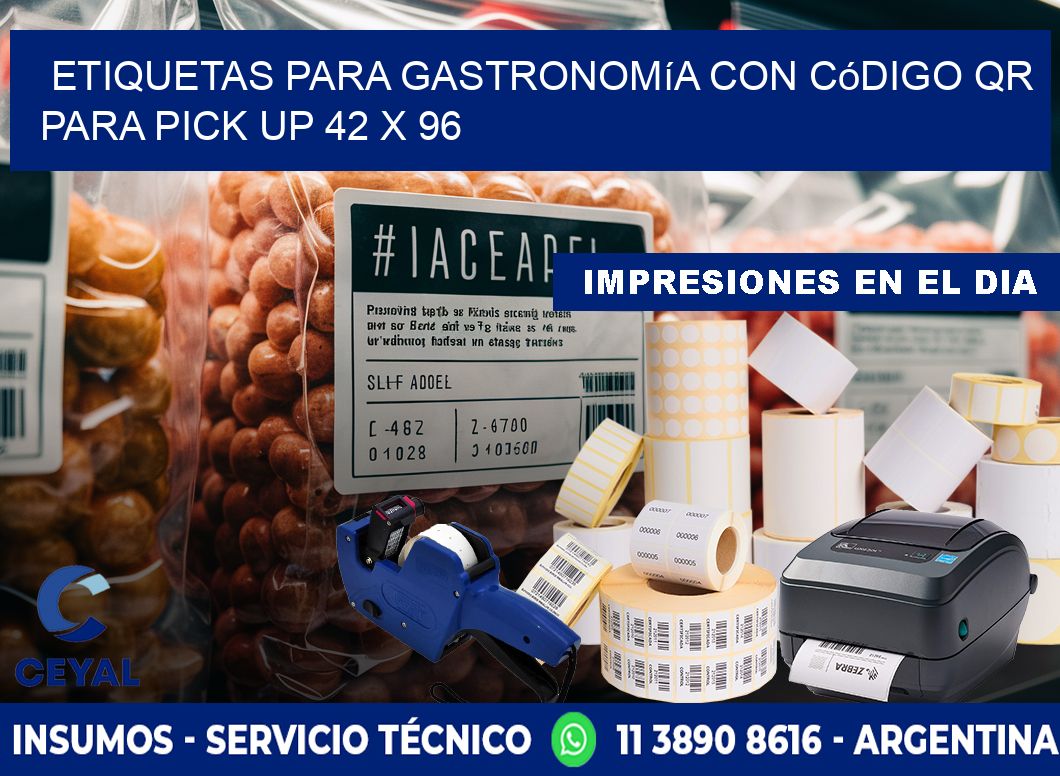 Etiquetas para gastronomía con código QR para pick up 42 x 96