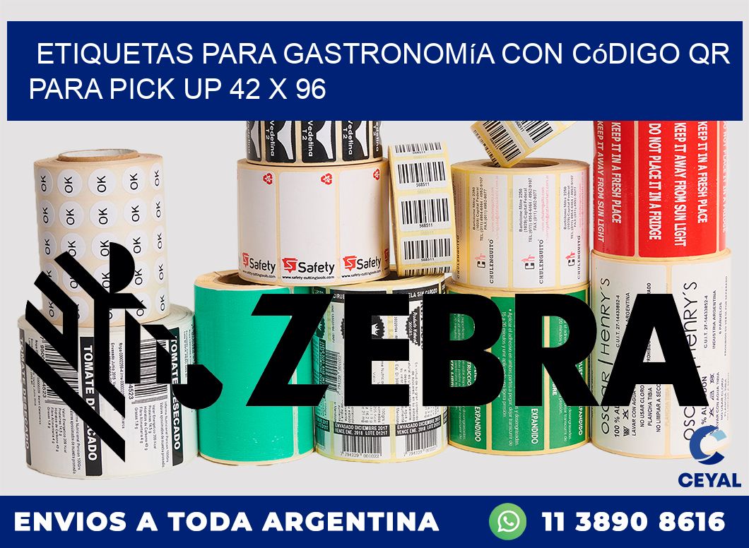 Etiquetas para gastronomía con código QR para pick up 42 x 96