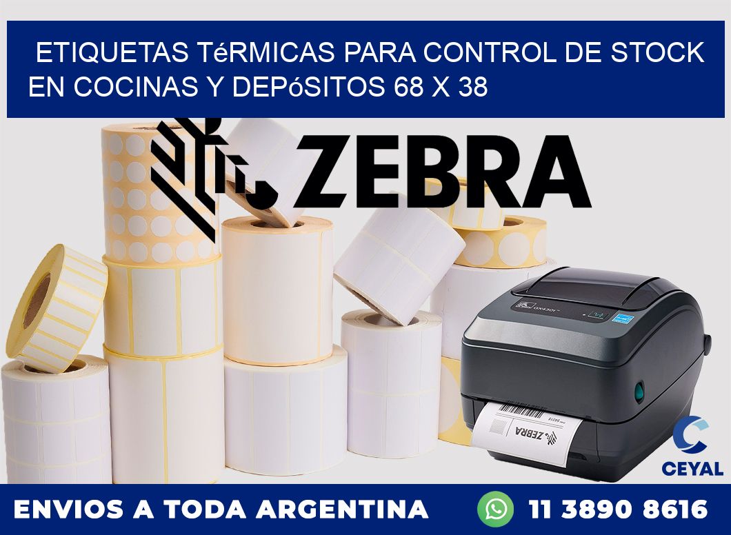 Etiquetas térmicas para control de stock en cocinas y depósitos 68 x 38