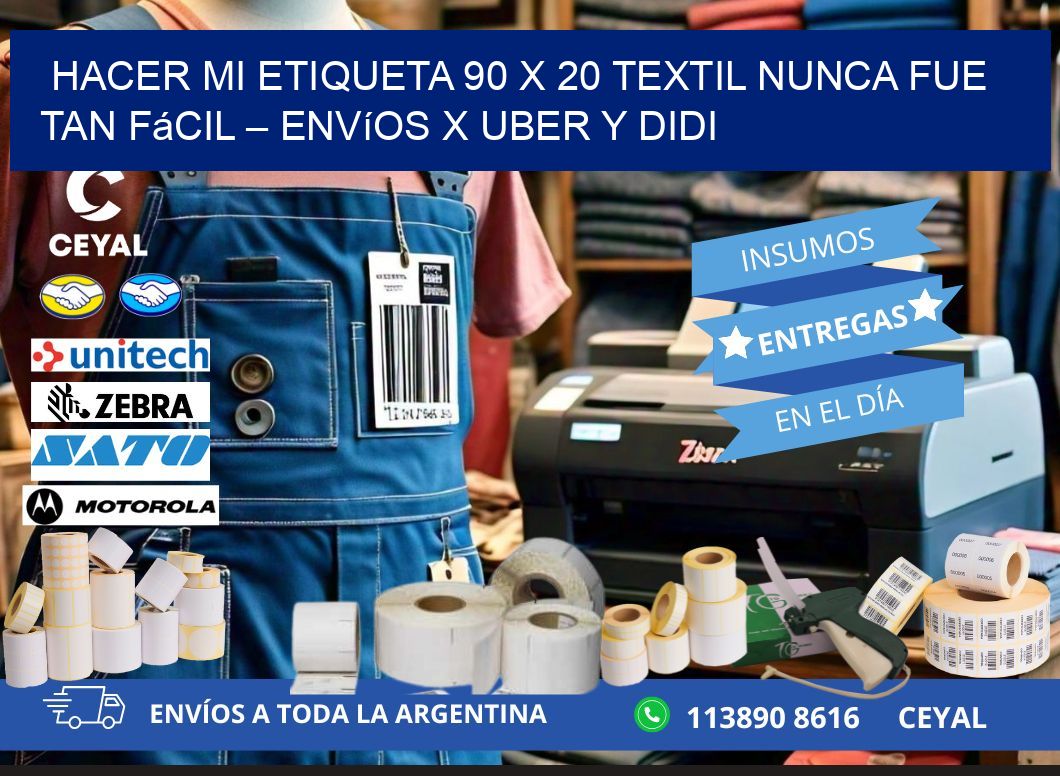 Hacer mi Etiqueta 90 x 20 textil nunca fue tan fácil – Envíos x Uber y DiDi