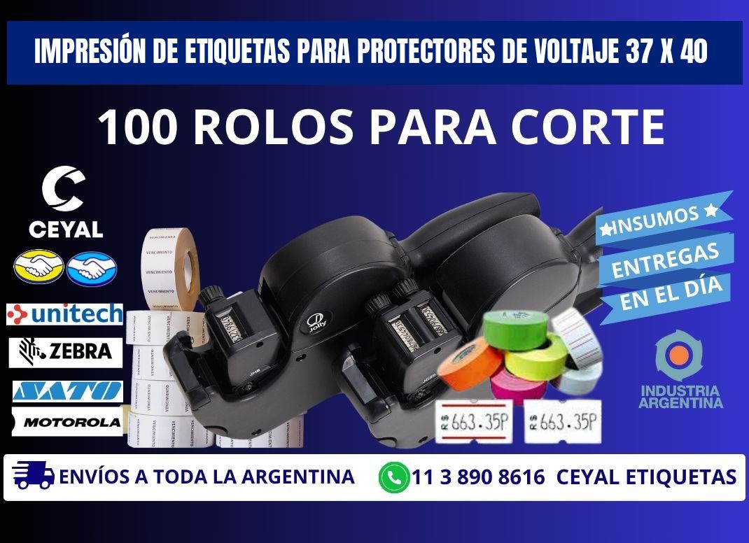 IMPRESIÓN DE ETIQUETAS PARA PROTECTORES DE VOLTAJE 37 x 40