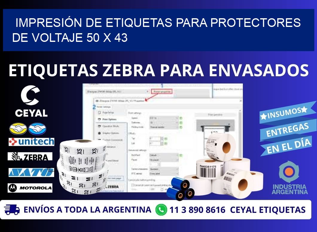 IMPRESIÓN DE ETIQUETAS PARA PROTECTORES DE VOLTAJE 50 x 43