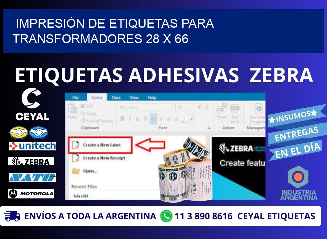 IMPRESIÓN DE ETIQUETAS PARA TRANSFORMADORES 28 x 66