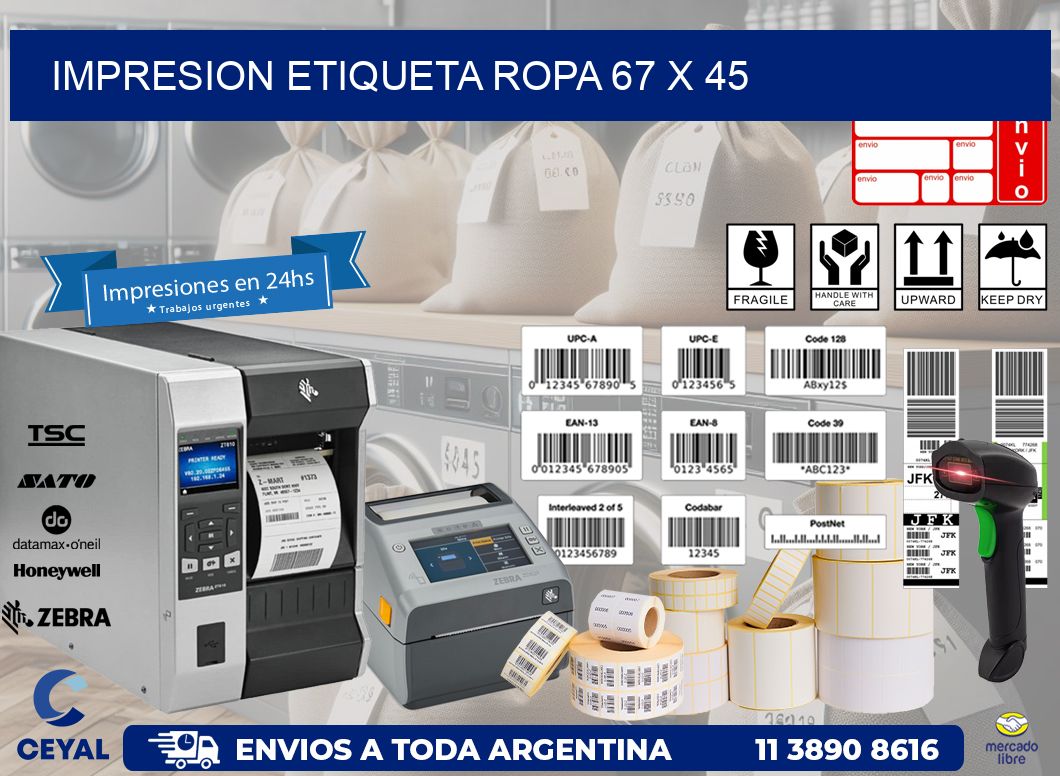 IMPRESION ETIQUETA ROPA 67 x 45