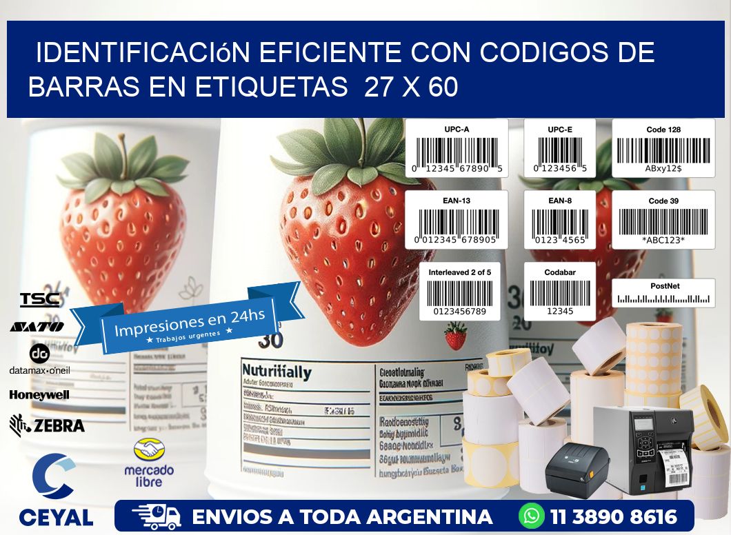 Identificación Eficiente con Codigos de Barras en Etiquetas  27 x 60