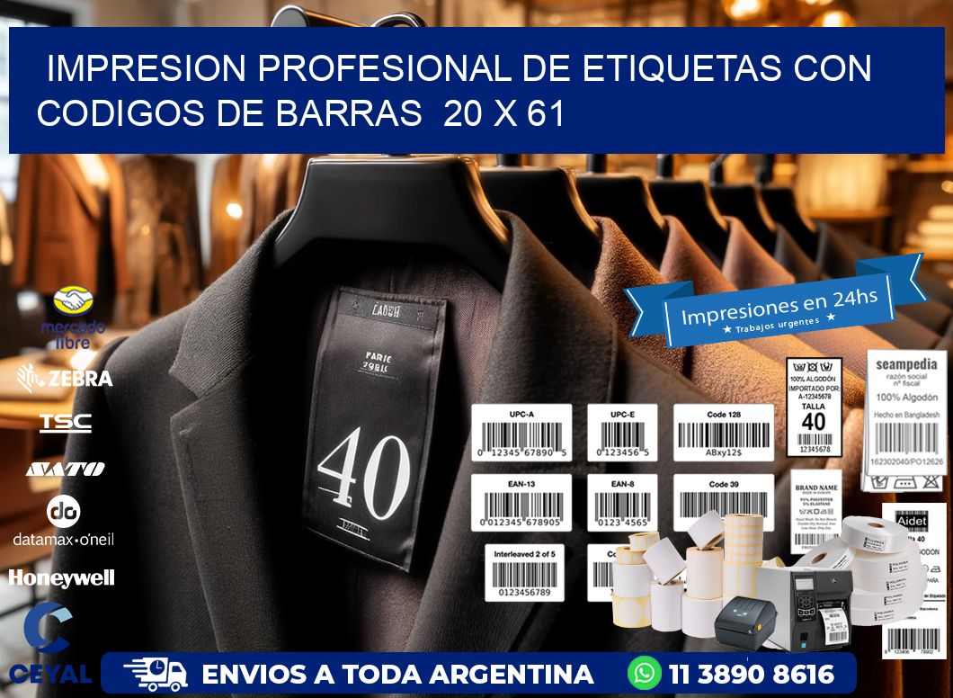 Impresion Profesional de Etiquetas con Codigos de Barras  20 x 61