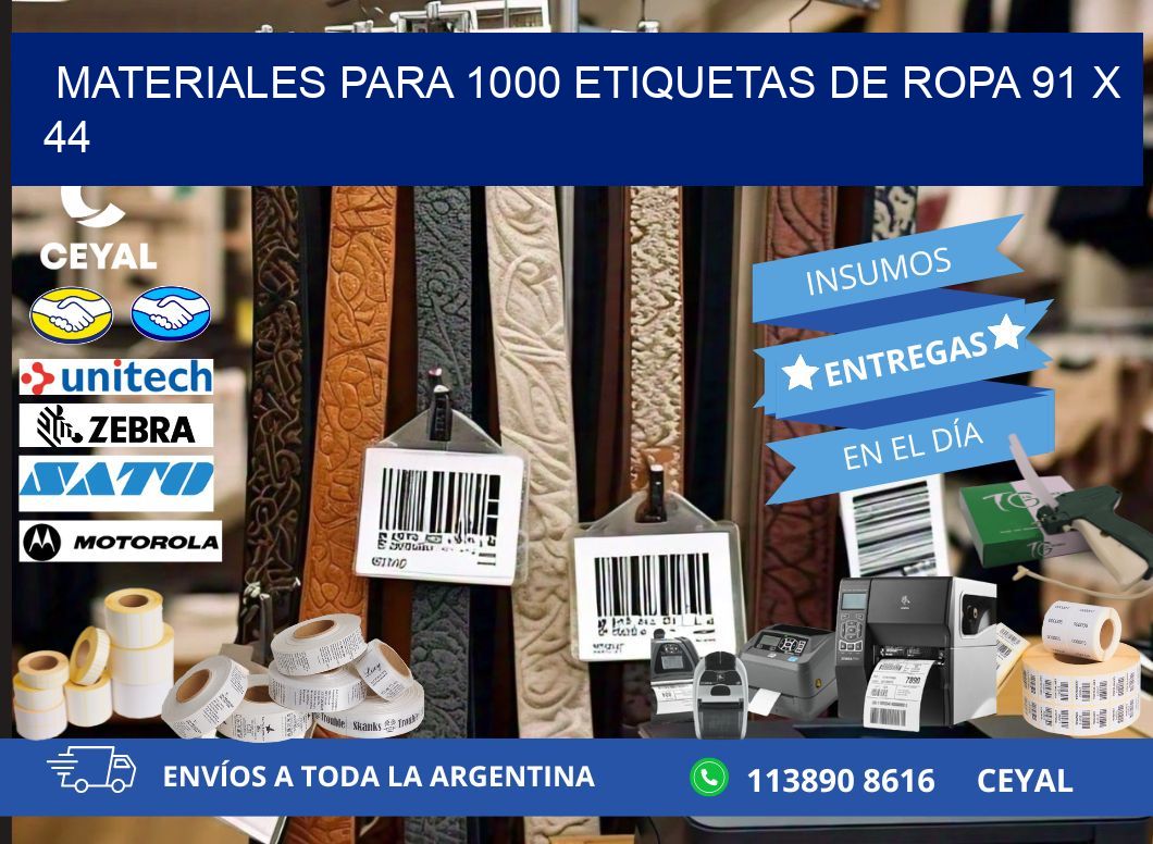 MATERIALES PARA 1000 ETIQUETAS DE ROPA 91 x 44