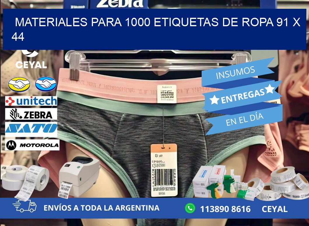 MATERIALES PARA 1000 ETIQUETAS DE ROPA 91 x 44