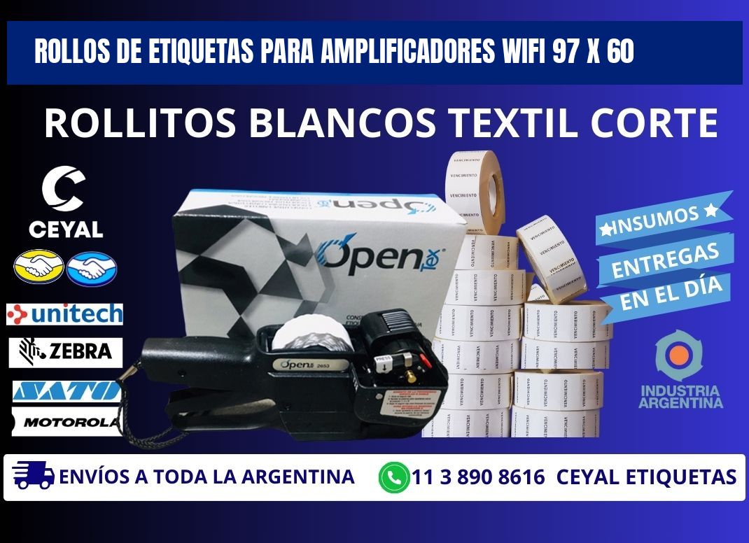 ROLLOS DE ETIQUETAS PARA AMPLIFICADORES WIFI 97 x 60