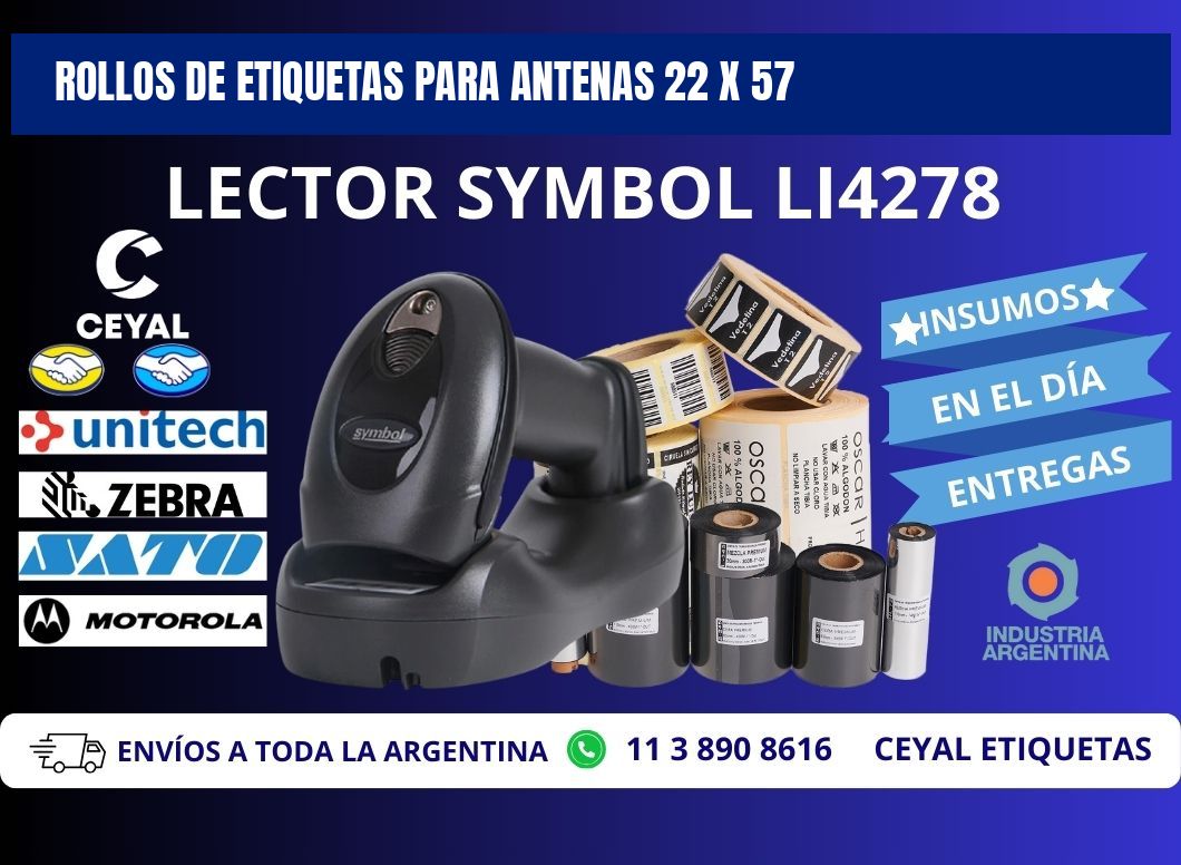 ROLLOS DE ETIQUETAS PARA ANTENAS 22 x 57