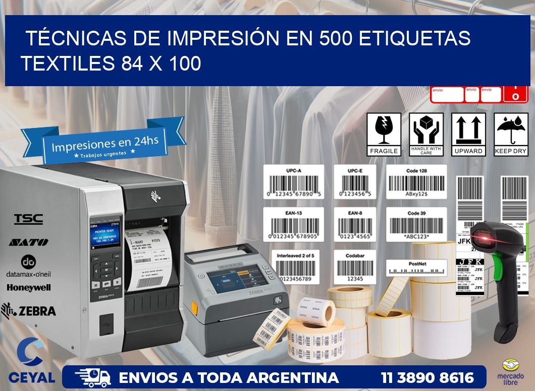 TÉCNICAS DE IMPRESIÓN EN 500 ETIQUETAS TEXTILES 84 x 100