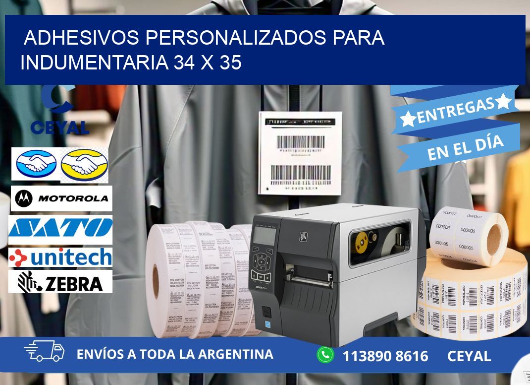 ADHESIVOS PERSONALIZADOS PARA INDUMENTARIA 34 x 35