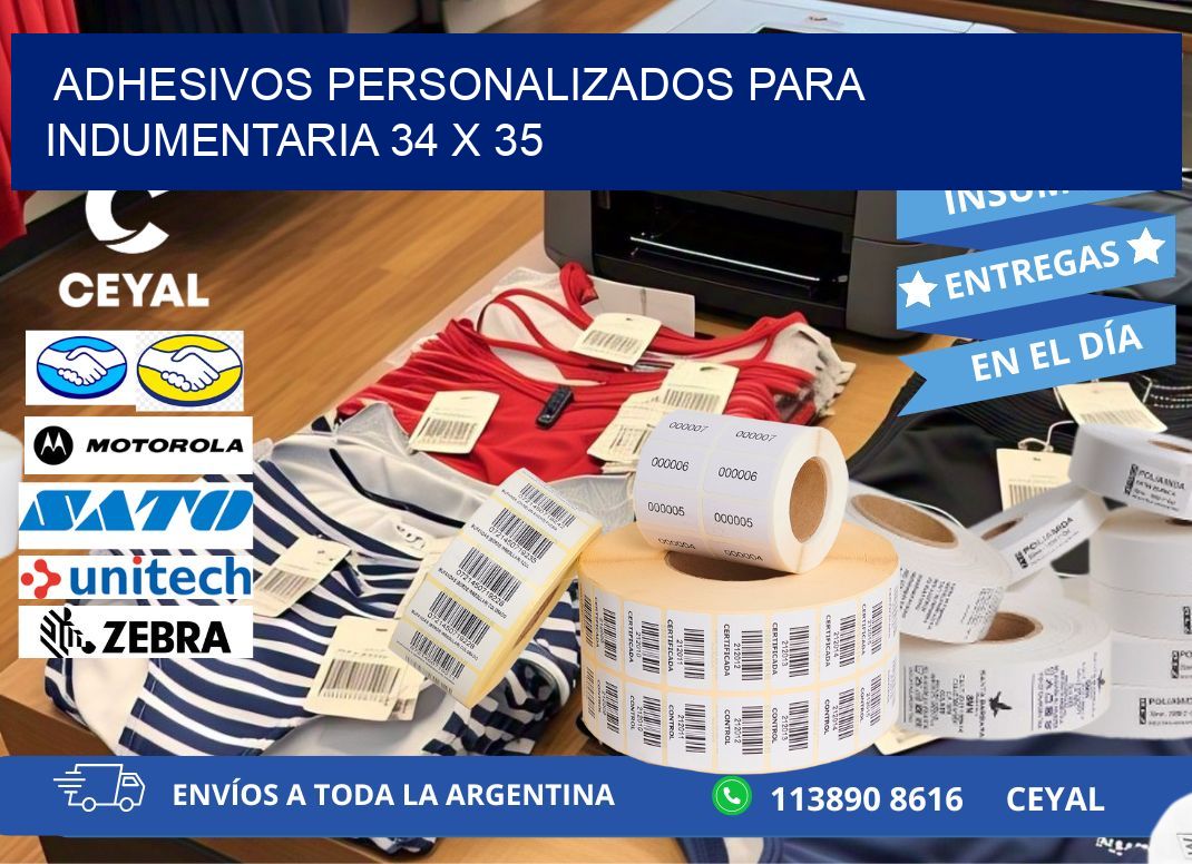 ADHESIVOS PERSONALIZADOS PARA INDUMENTARIA 34 x 35