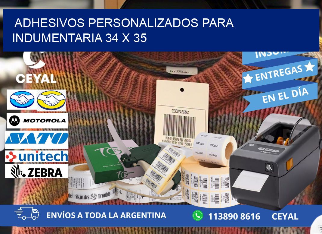 ADHESIVOS PERSONALIZADOS PARA INDUMENTARIA 34 x 35