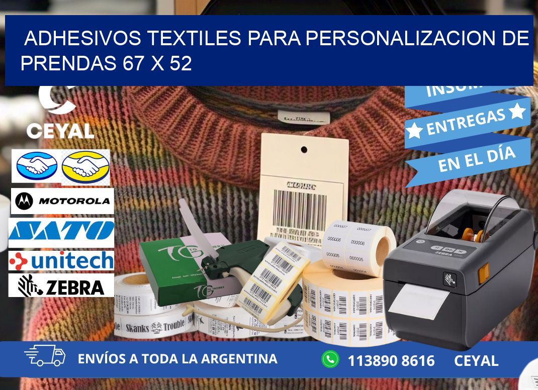 ADHESIVOS TEXTILES PARA PERSONALIZACION DE PRENDAS 67 x 52