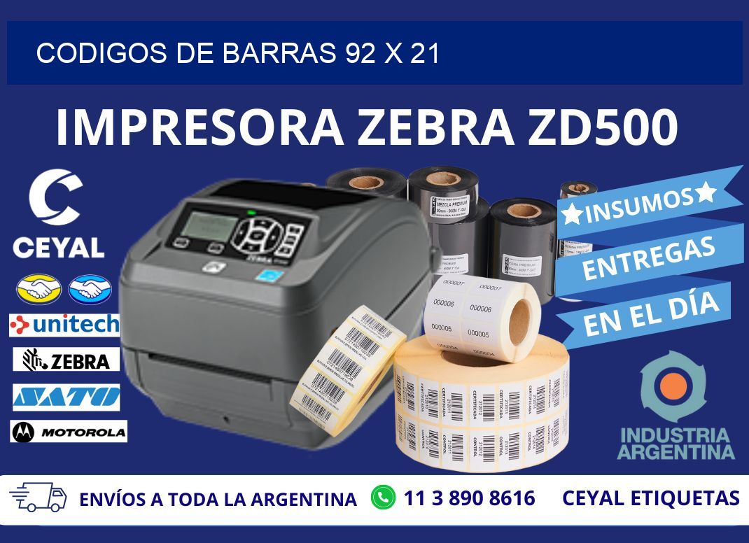 CODIGOS DE BARRAS 92 x 21