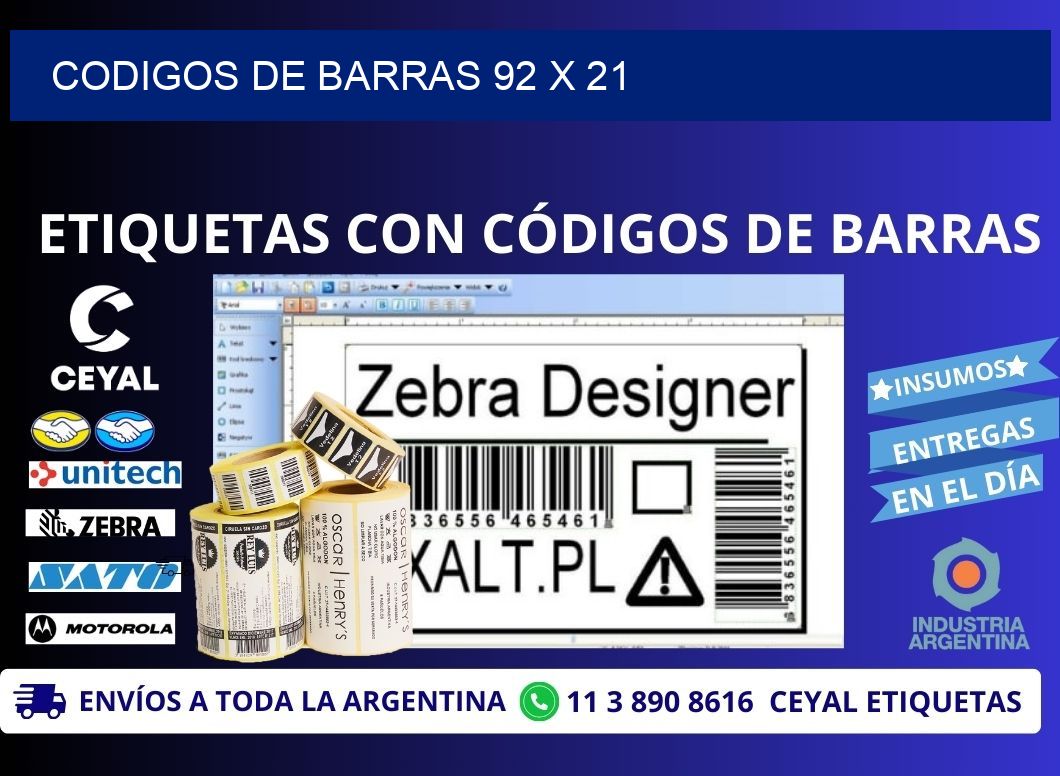 CODIGOS DE BARRAS 92 x 21