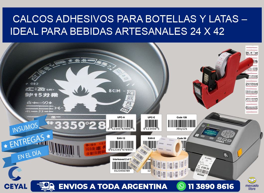 Calcos Adhesivos para Botellas y Latas – Ideal para Bebidas Artesanales 24 x 42