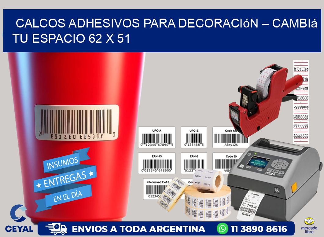 Calcos Adhesivos para Decoración – Cambiá Tu Espacio 62 x 51