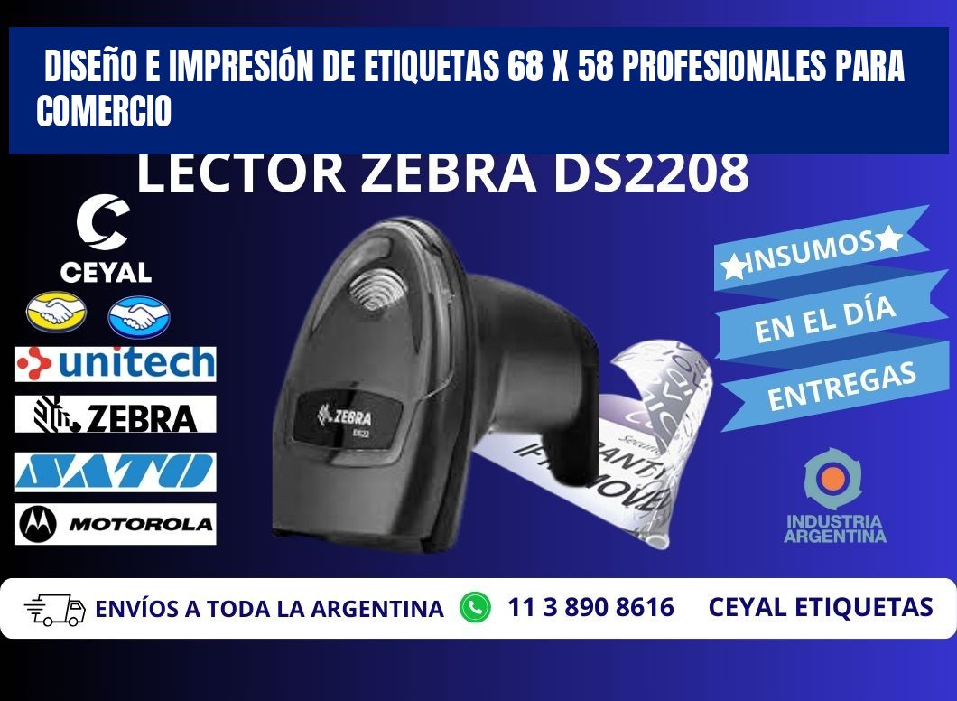 Diseño e Impresión de Etiquetas 68 x 58 Profesionales para Comercio